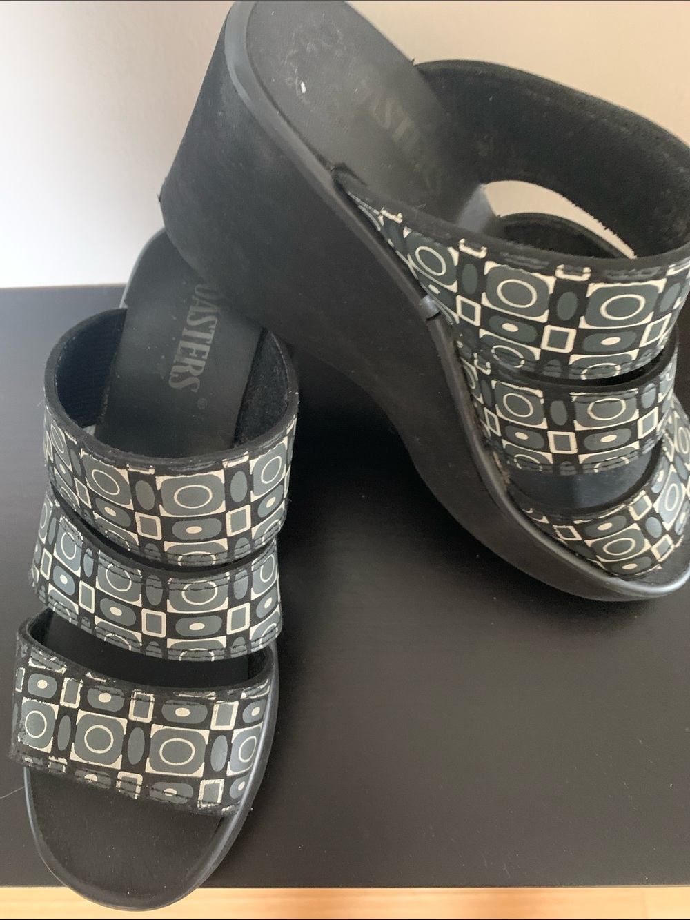 Mossimo Supply Co. Black Geometric Print Wedge Sandals